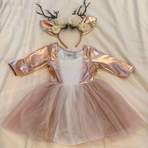Great Pretender Rose Gold Woodland Deer Dress Kids 3-4y Halloween Costume
